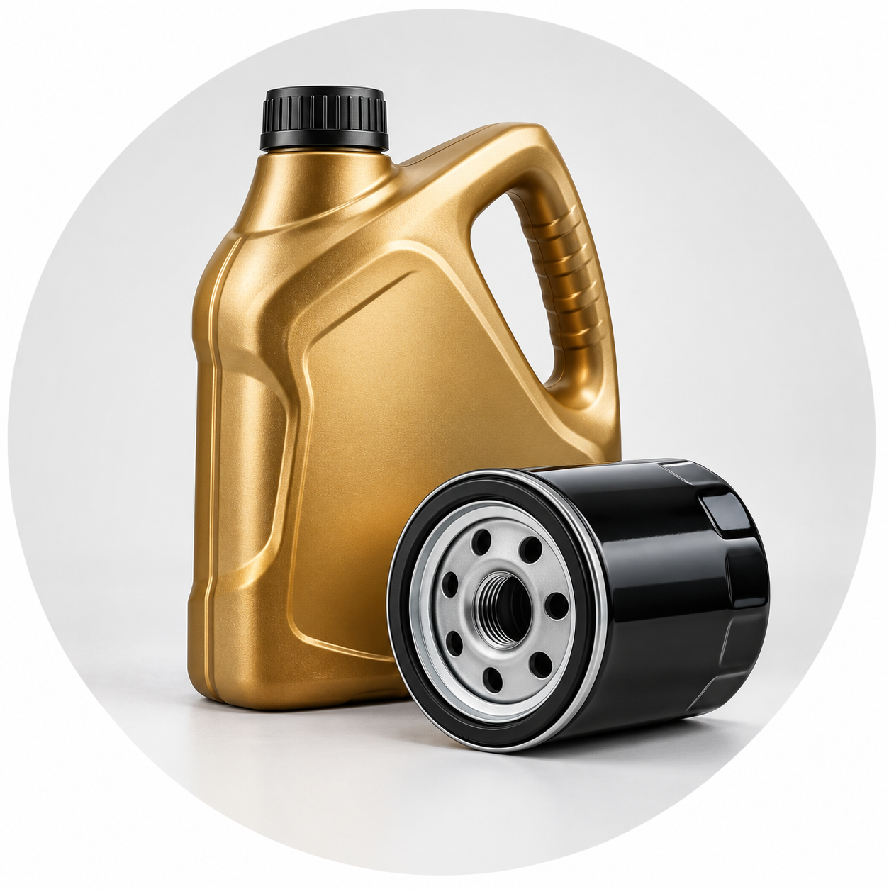 Motor Oil Jug and Glossy Oil Filter